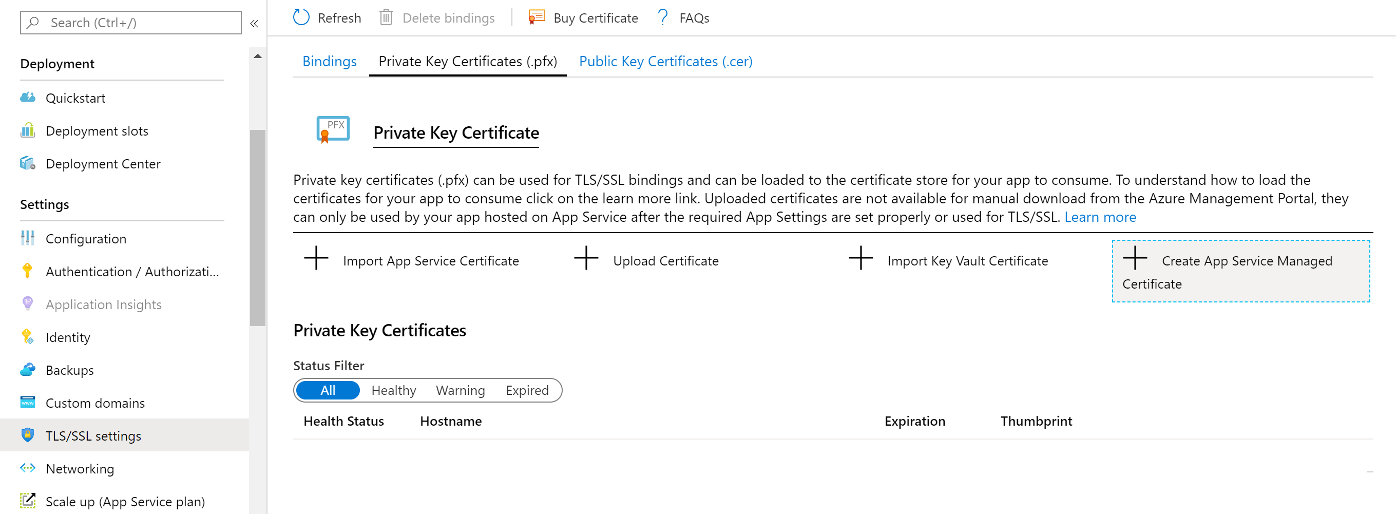 app service managed certificate, azure web apps