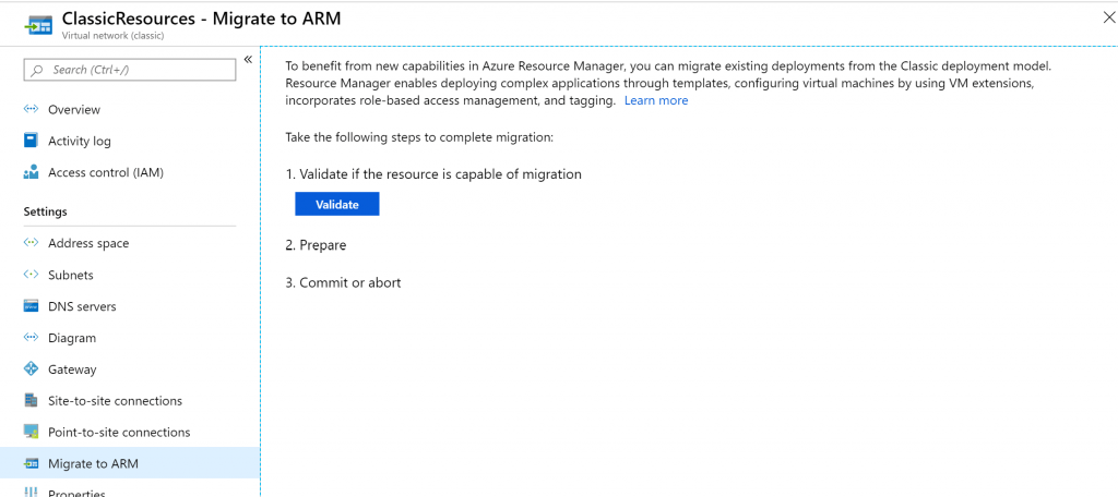 classic azure virtual network, migrate classic to arm, migrate azure classic to arm