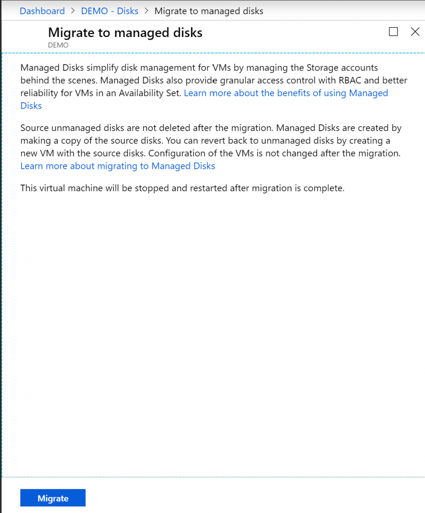 azure vm, managed disk