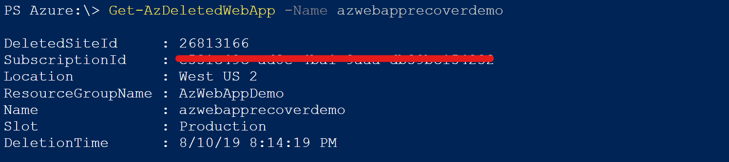 recover azure web app, azure web app